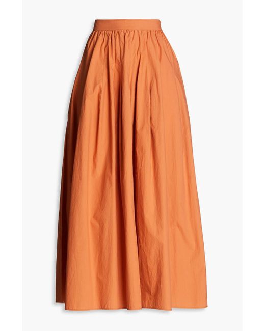 Gentry Portofino Orange Gathered Cotton-poplin Maxi Skirt