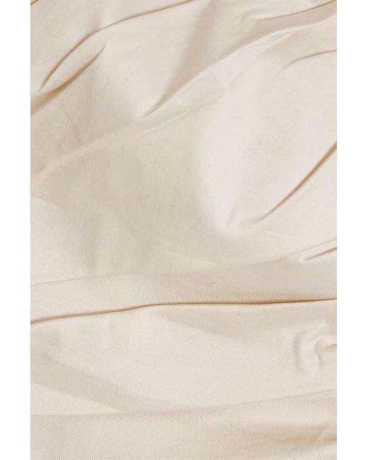 Zeynep Arcay White Ruched Cotton-blend Poplin And Stretch-jersey Halterneck Bodysuit