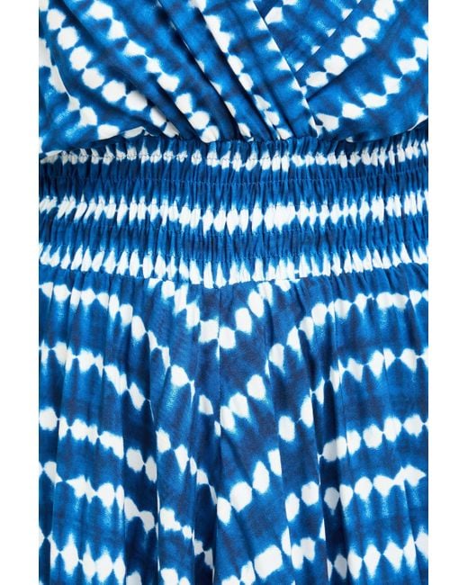 Maje Blue Wrap-Effect Tie-Dyed Woven Midi Dress