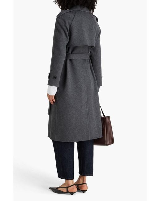 Theory Gray Belted Wool And Cashmere-blend Felt Coat