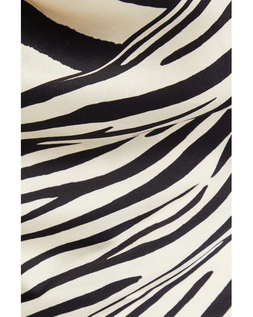 Nicholas Gray Zariyah Cropped Zebra-print Silk-satin Halterneck Top
