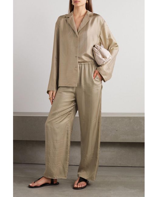 【TOTEME】embroidered silk-twill wide-leg パンツ TOTEME Embroidered silk-twill wide-leg pants | NET-A-PORTER