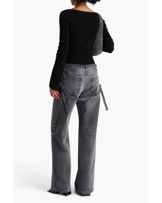 Courreges Gray Distressed High-Rise Wide-Leg Jeans