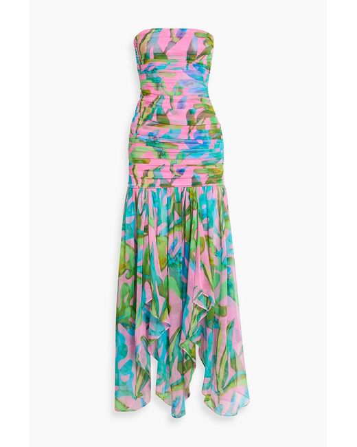 teryn silk chiffon dress Retrofete Teryn Silk Chiffon Strapless Maxi Dress