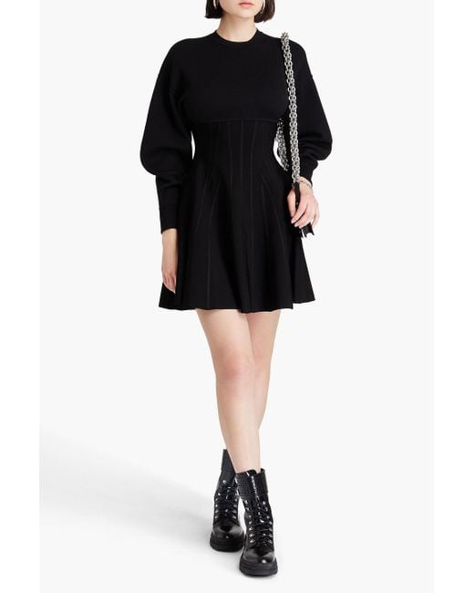 Alexander McQueen Black Minikleid mit einsätzen aus einer wollmischung