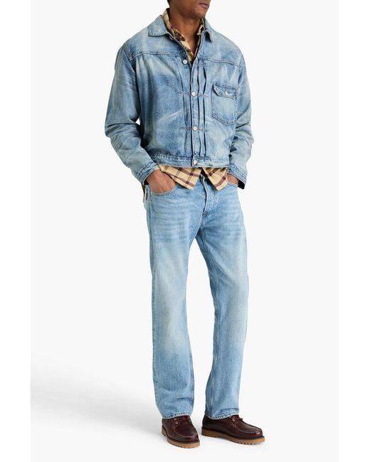 Polo Ralph Lauren Blue Distressed Faded Denim Jacket for men