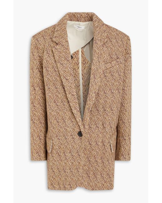 Isabel Marant Natural Herringbone Wool-blend Tweed Blazer