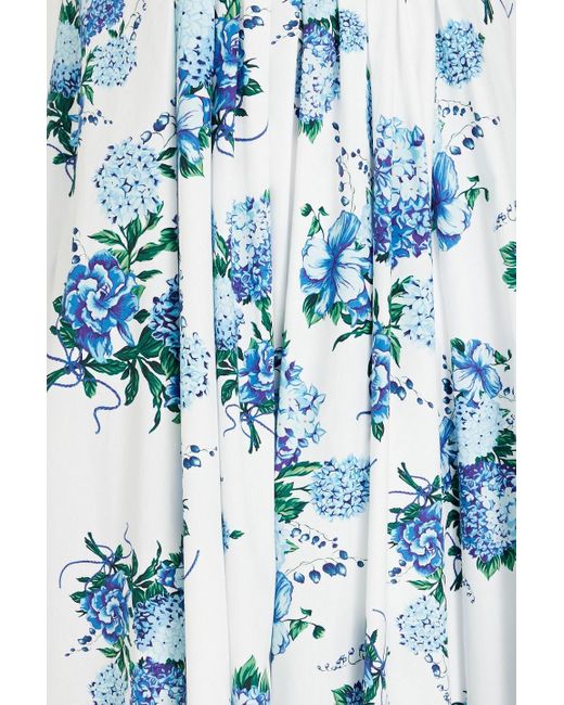 Emilia Wickstead Blue Lyssa Floral-print Cotton-poplin Midi Dress