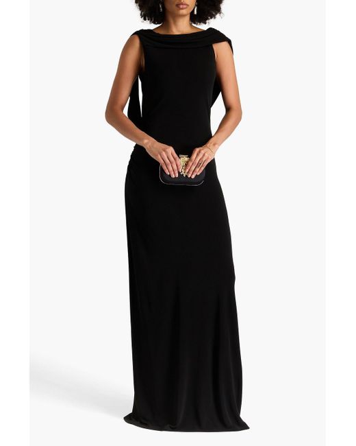 Alberta Ferretti Black Draped Jersey Gown