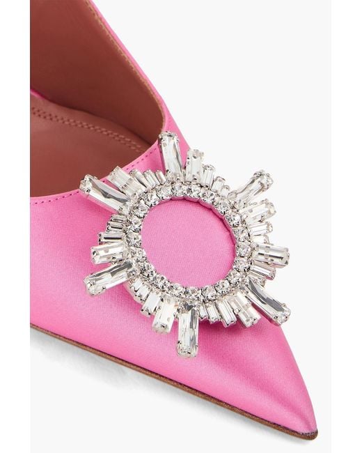 AMINA MUADDI Pink Begum Crystal-Embellished Satin Pumps