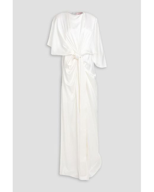 Roksanda White Herys Gathered Silk-Satin Maxi Dress