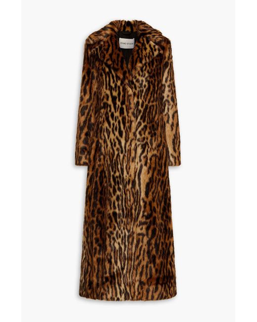 Stand Studio Kylie Leopardprint Faux Fur Coat in Animal Print (Brown