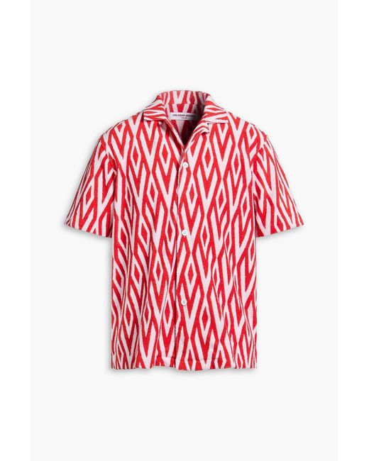 Orlebar Brown Red Howell Printed Cotton-Blend Terry Shirt for men