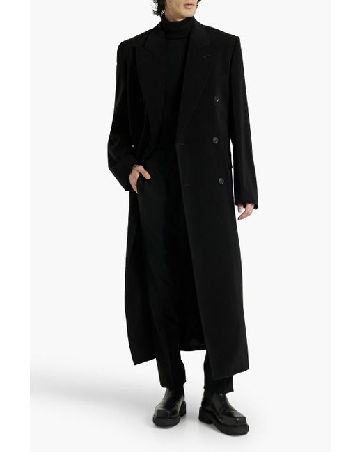 Balenciaga Black Double-breasted Twill Coat for men