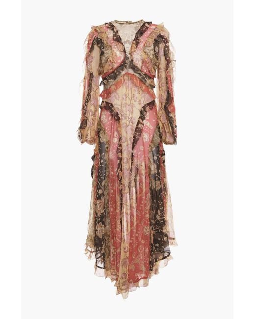 Zimmermann Multicolor Ruffled Printed Silk-chiffon Midi Dress