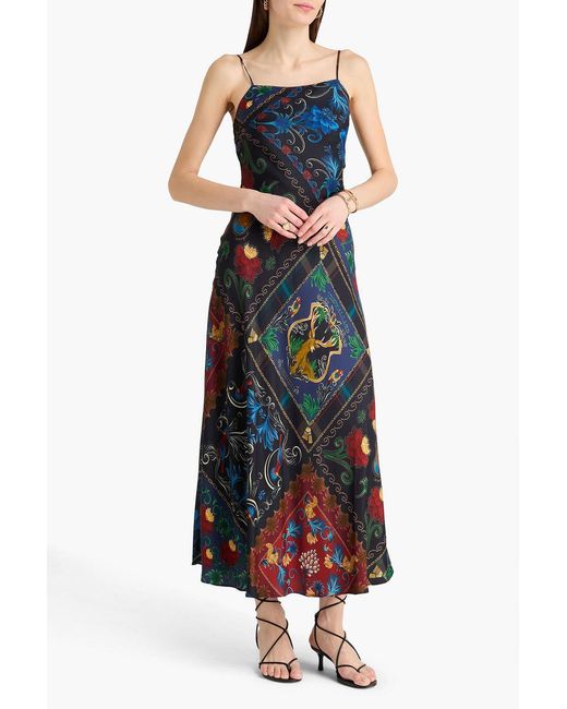 Farm Rio Blue Floral-Print Jersey Maxi Dress