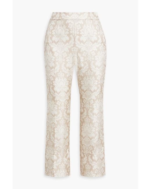 Zimmermann White Floral-print Silk-twill Kick-flare Pants
