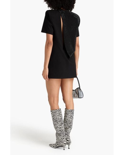 Area Black Crystal-embellished Cutout Jersey Mini Dress