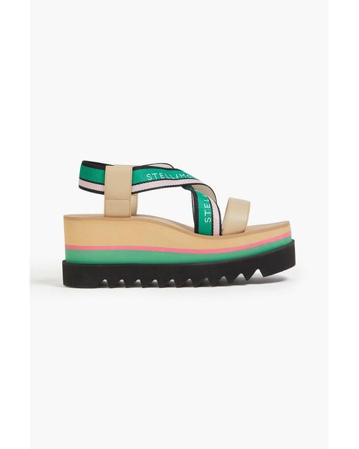 Stella McCartney Green Elyse Grosgrain Platform Sandals
