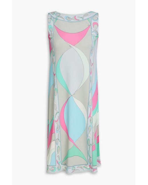 Emilio Pucci Blue Printed Crepe Dress