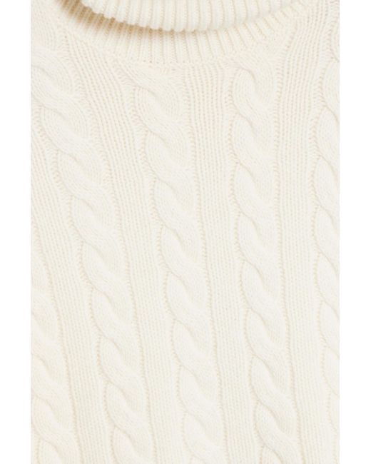10 Crosby Derek Lam White Embroidered Cable-knit Wool Turtleneck Sweater