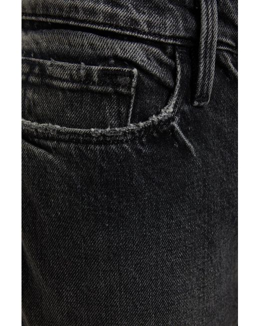 FRAME Black Le Garcon Distressed Mid-rise Straight-leg Jeans