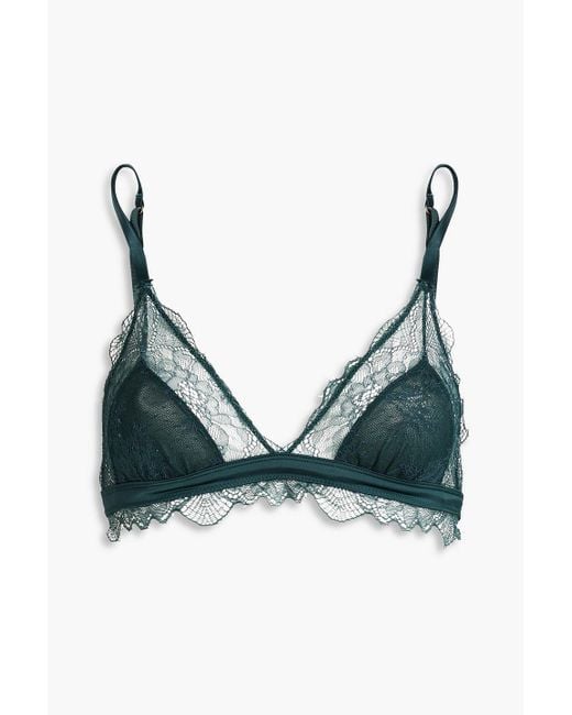 Love Stories Love Scallop-trimmed Corded Lace Triangle Bra in Green
