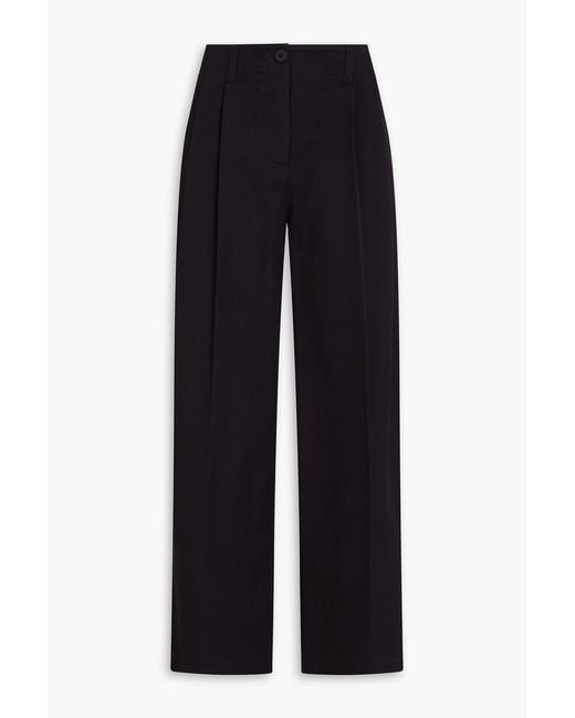 Totême Blue Pleated Cotton-twill Straight-leg Pants
