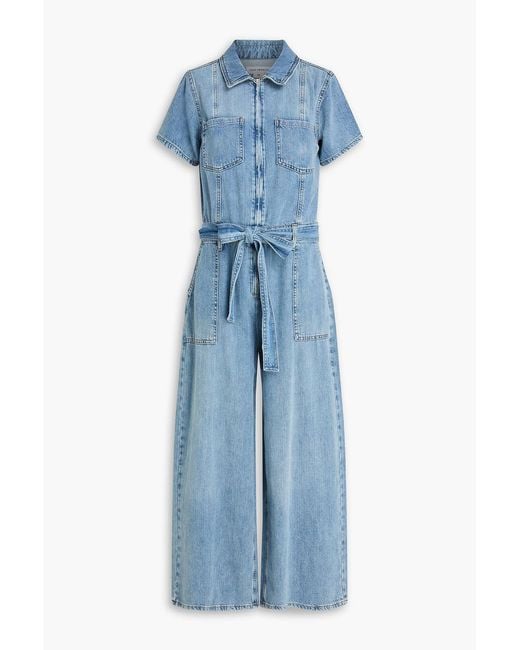 GOOD AMERICAN Blue Fit For Success Denim Wide-Leg Jumpsuit