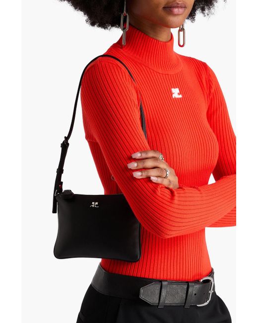 Courreges Black Schultertasche aus leder
