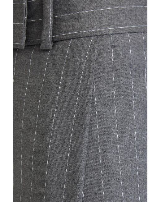 Totême  Gray Cropped Pinstriped Wool-Twill Tapered Pants