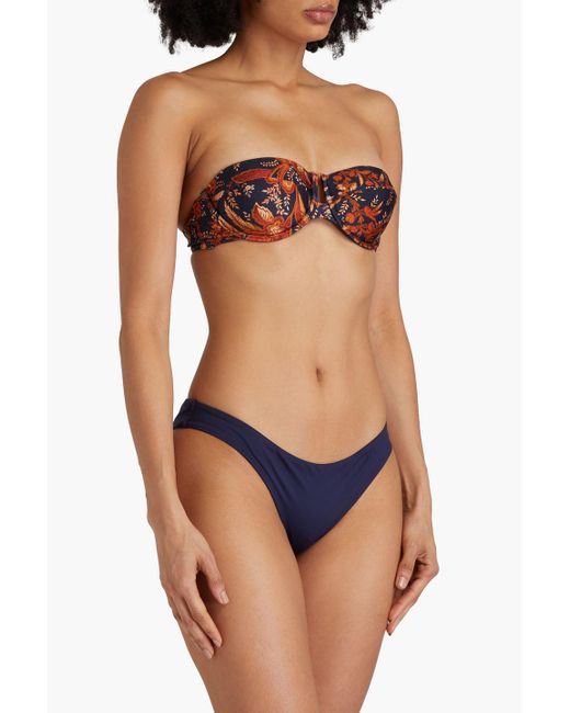 Zimmermann Blue Bandeau-bikini mit bügel und floralem print