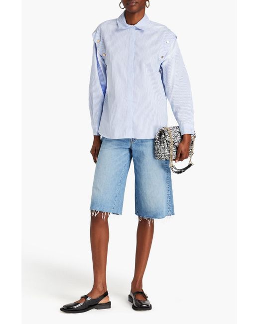 Sandro Blue Orlane wandelbares hemd aus einer baumwollmischung mit streifen