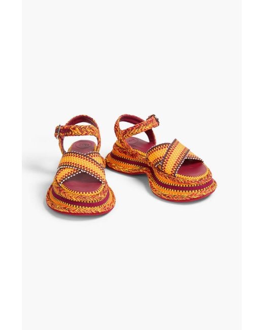 Chloé Orange Meril Woven Platform Sandals