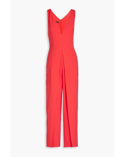 Emporio Armani Red Pleated Crepe Jumpsuit