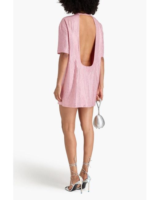Area Pink Crystal-embellished Open-back Stretch-jersey Mini Dress