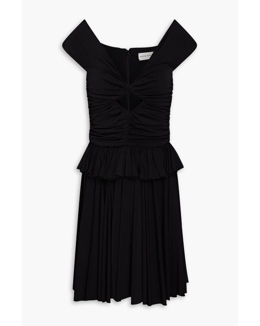Magda Butrym Black Off-the-shoulder Ruched Cutout Stretch-crepe Mini Dress
