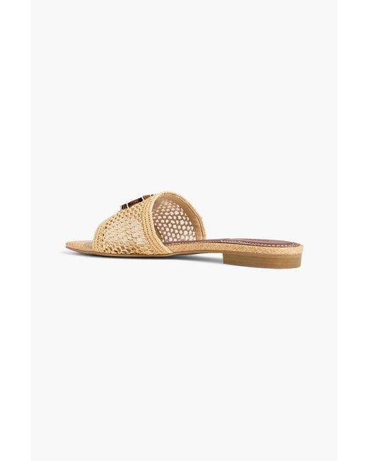 Jonathan Simkhai White Delphi Appliquéd Raffia Slides