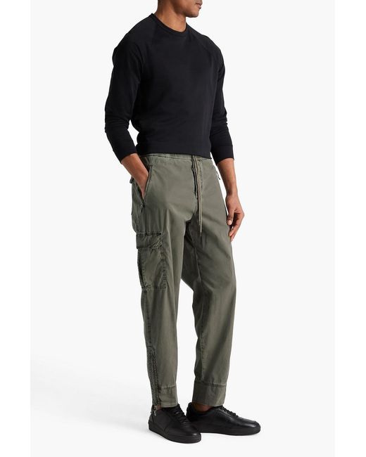 James Perse Green Stretch-Cotton Cargo Pants for men