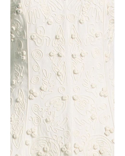 Tory Burch White Embellished Linen And Cotton-Blend Midi Dress