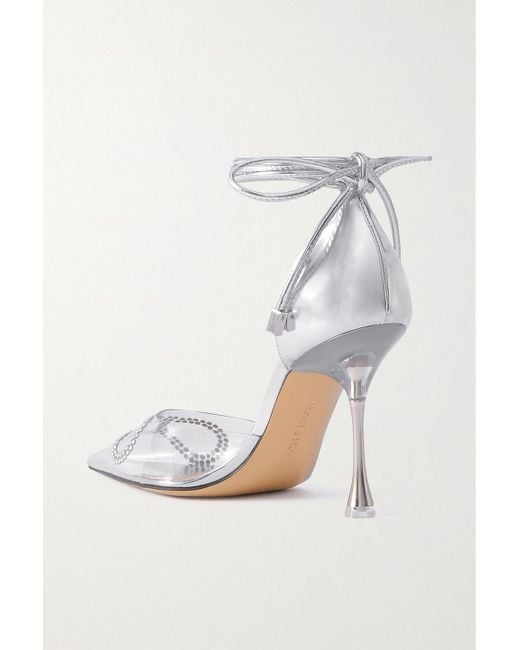 Mach & Mach White Crystal-embellished Pvc And Leather Pumps
