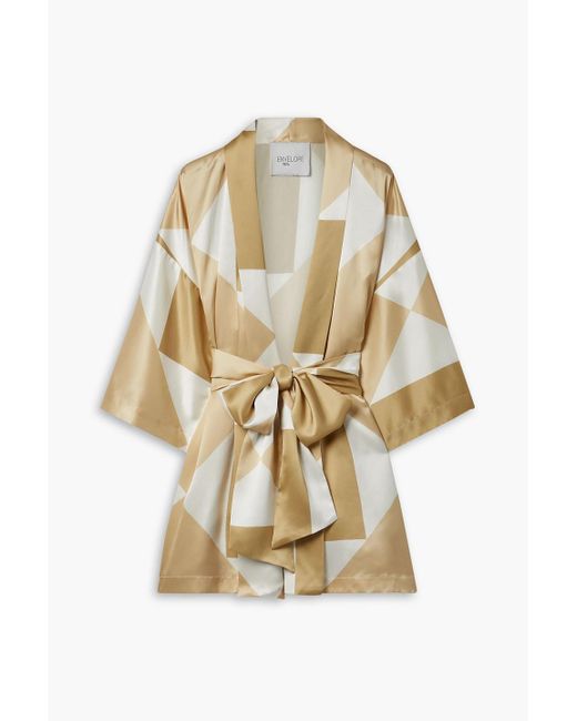 Envelope Natural Kusi bedruckter kimono aus seide mit gürtel