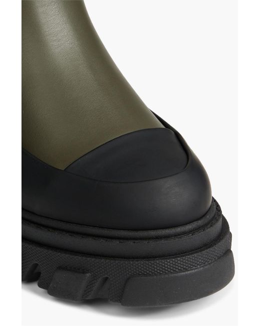 Ganni Tubular Rubbertrimmed Leather Ankle Boots in Green Lyst