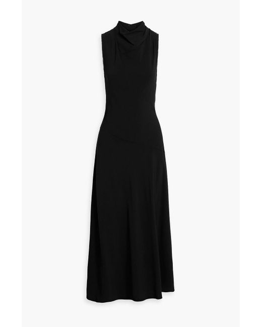 Ulla Johnson Black Kalena Draped Crepe Midi Dress