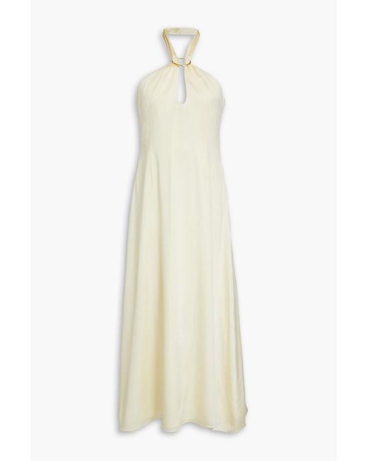 Rejina Pyo White Lily Stretch-silk Satin Halterneck Midi Dress