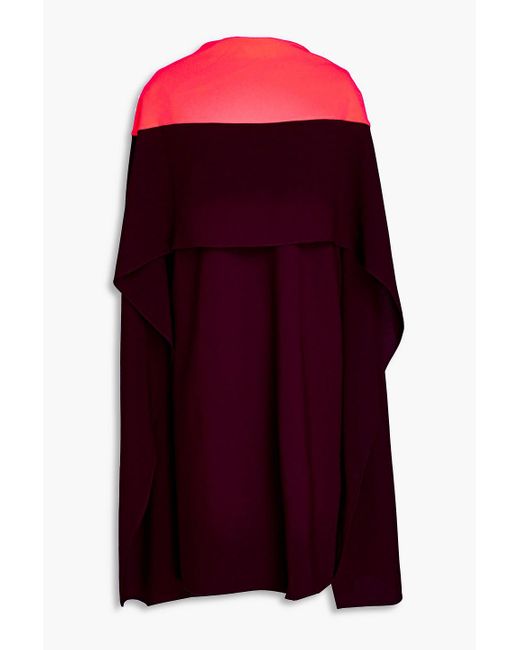 Roksanda Red Kaiya Two-tone Cape-effect Crepe Mini Dress