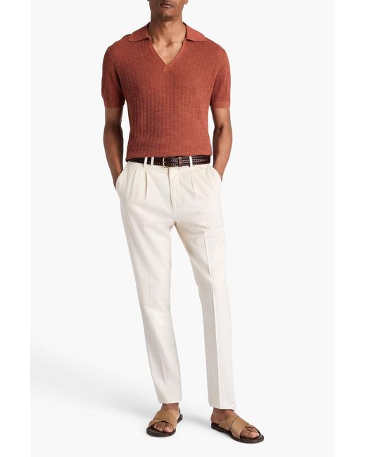 Frescobol Carioca Brown Joaquim Ribbed Cotton-Blend Polo Shirt for men