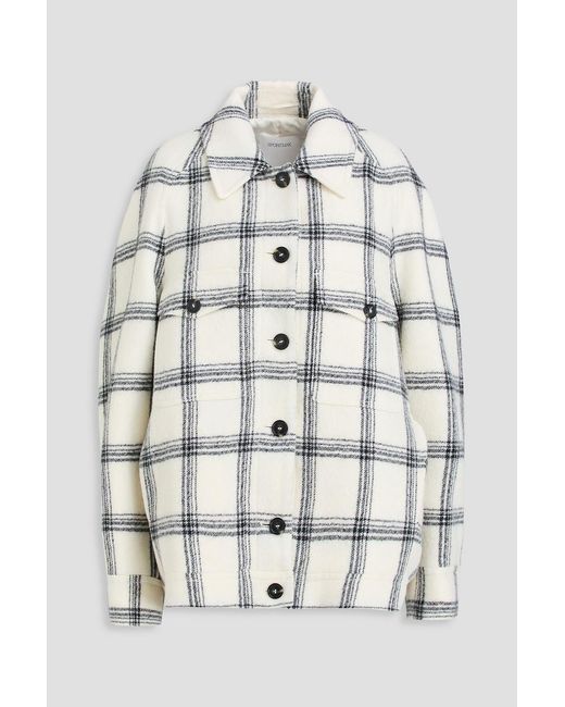 Sportmax White Assenzi Checked Wool-Tweed Shirt Jacket