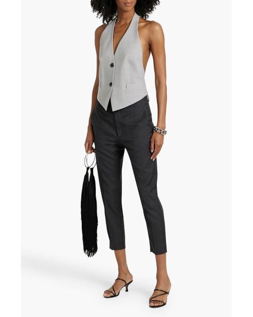 Isabel Marant Blue Noah Cropped Prince Of Wales Checked Wool Tapered Pants