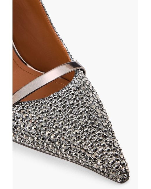 Malone Souliers Metallic Mamie 90 Crystal-embellished Suede Mules